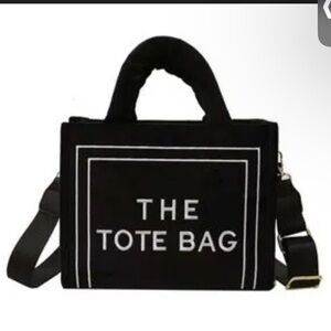 Chic Black Tote with Bold White Text